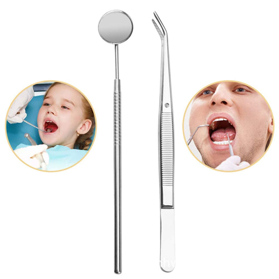 Healifty higiene Dental Kit de Herramientas para blanquear los Dientes Cálculo, removedor de Placa, Juego de Dientes limpios, Acero Inoxidable con lámpara sin batería (Plateado)