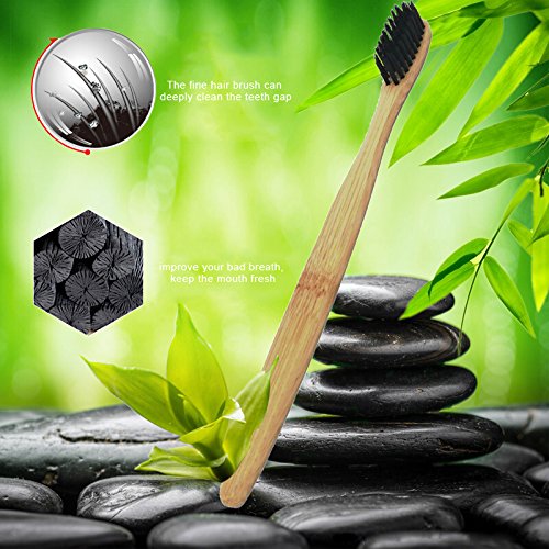Yeechang Cepillo de Dientes con Mango de bambú Natural de cerdas Suaves Blanqueamiento de cerdas Cepillo de Dientes de bambú con Cuidado ecológico Cuidado bucal