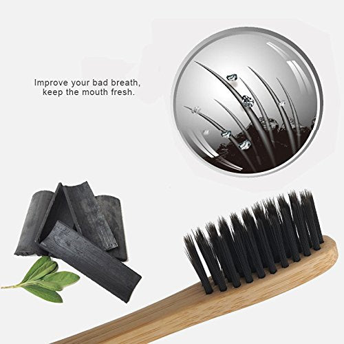 Yeechang Cepillo de Dientes con Mango de bambú Natural de cerdas Suaves Blanqueamiento de cerdas Cepillo de Dientes de bambú con Cuidado ecológico Cuidado bucal