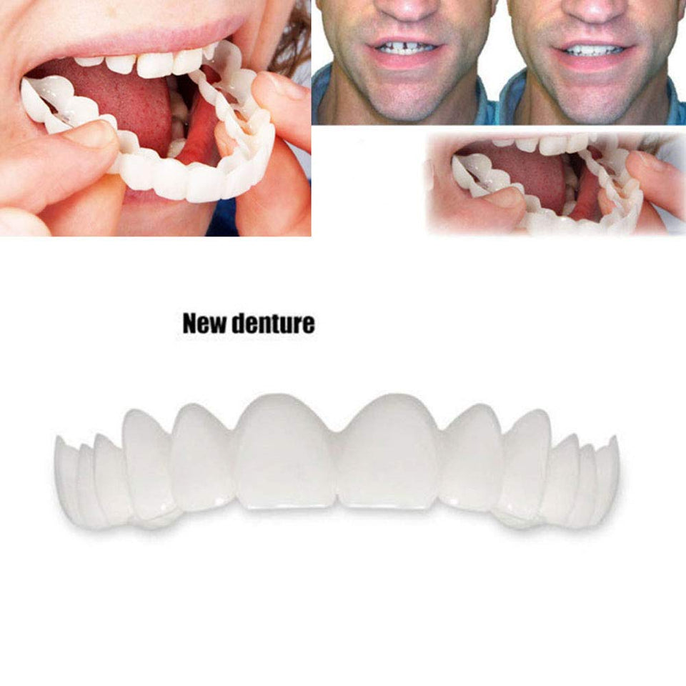 Edtara Cubierta de Dientes Perfect Smile Comfort Fit Dientes Flexibles, Carillas Dientes Superiores + Juego de Dientes Inferiores