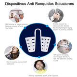 Eokeanon Dispositivos Anti Ronquidos Soluciones, Dilatador nasal anti ronquidos, solución para ronquidos Respiraderos de la nariz para un sueño reparador y alivio instantáneo de la congestión nasal natural, reutilizable, juego de 4 con estuche de viaje