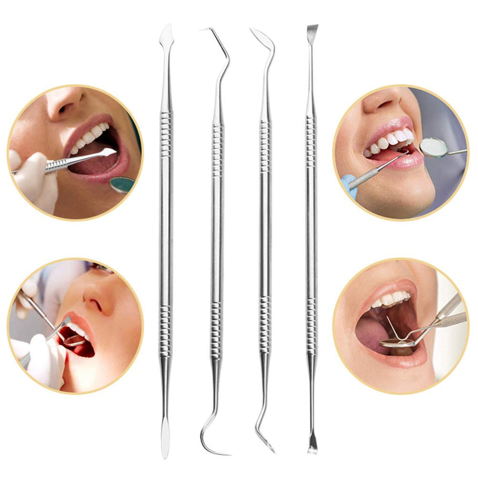 Healifty higiene Dental Kit de Herramientas para blanquear los Dientes Cálculo, removedor de Placa, Juego de Dientes limpios, Acero Inoxidable con lámpara sin batería (Plateado)