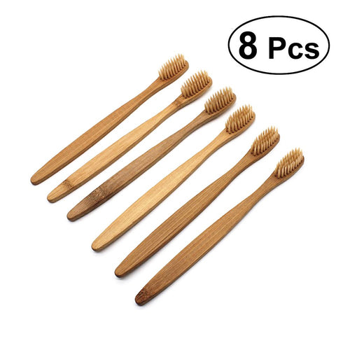 Cepillo dental de bambú biodegradable Healifty, 8 piezas.