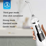 LOEROY Irrigador Bucal Inalámbrico Flosser De Agua, Portátil Y Recargable Impermeable 3 Modos con Depósito De 200 Ml, para El Hogar Y Viajes, Cuidado De Abrazaderas Y Puentes,Black