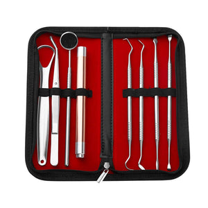 Healifty higiene Dental Kit de Herramientas para blanquear los Dientes Cálculo, removedor de Placa, Juego de Dientes limpios, Acero Inoxidable con lámpara sin batería (Plateado)