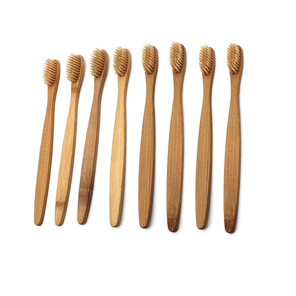 Cepillo dental de bambú biodegradable Healifty, 8 piezas.
