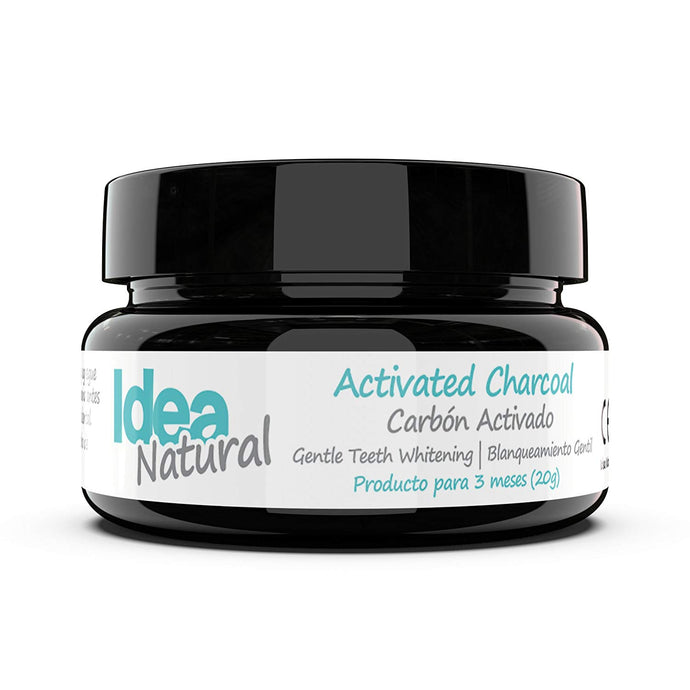 Blanqueador Dental Carbón Activado - IDEA NATURAL - 100% NATURAL - No OGM, Mejor que las tiras, Pasta de Dientes. Elimina las manchas y la placa (20g)