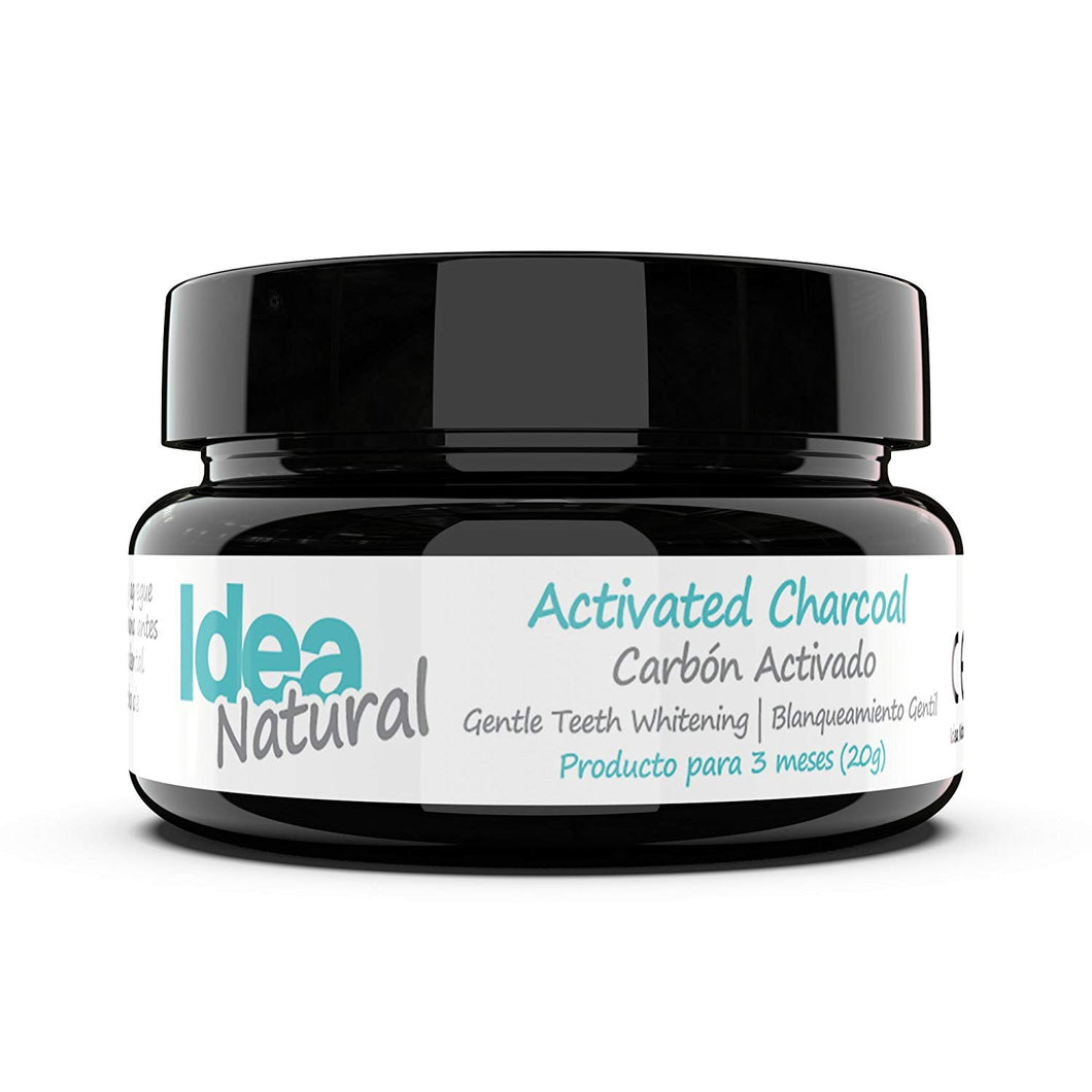 Blanqueador Dental Carbón Activado - IDEA NATURAL - 100% NATURAL - No OGM, Mejor que las tiras, Pasta de Dientes. Elimina las manchas y la placa (20g)