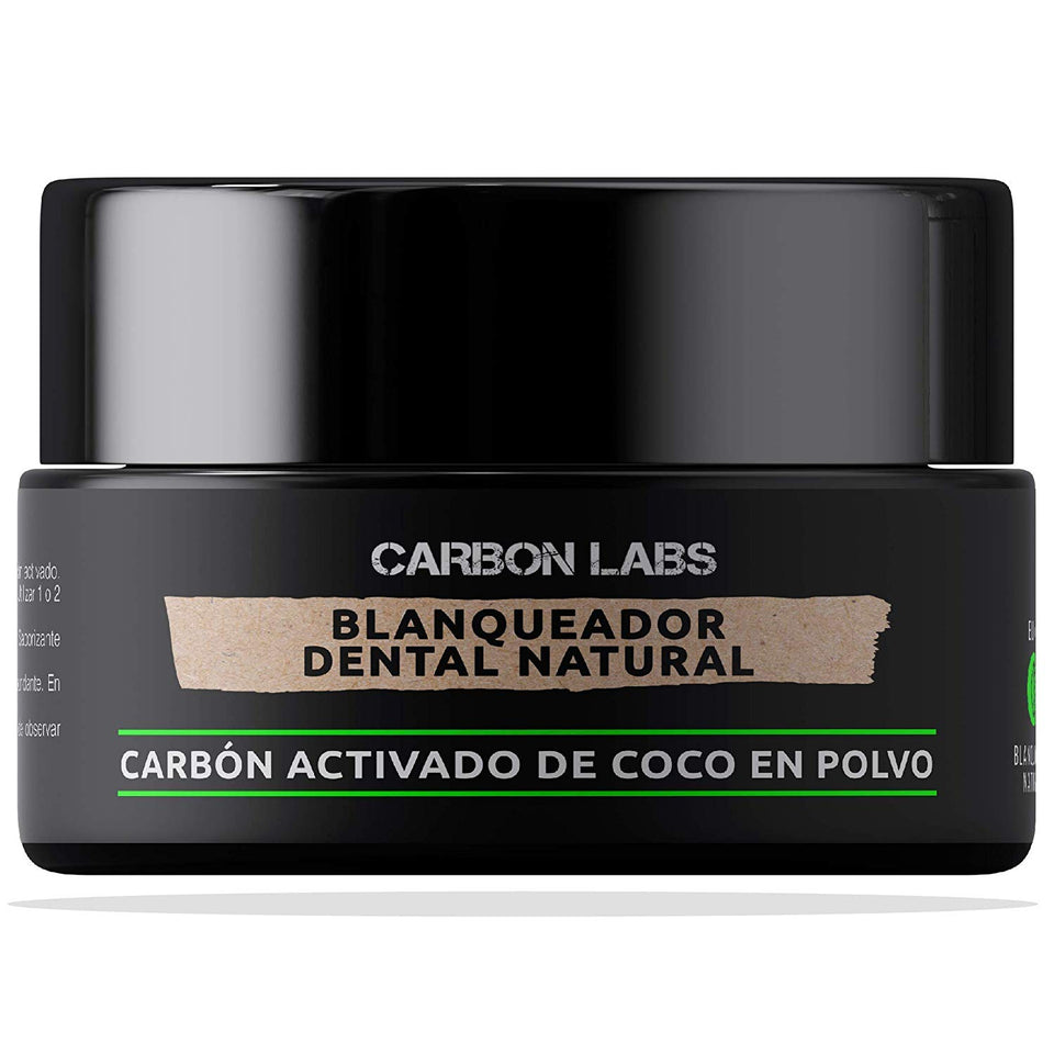 Blanqueador Dental de Carbon Activado de Coco en Polvo -100% Natural - Con Aceite Esencial de Coco, Naranja y Menta - No Causa Sensibilidad - Absorbe las Bacterias y Toxinas de la Boca -25 gramos