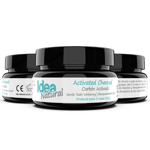 Blanqueador Dental Carbón Activado - IDEA NATURAL - 100% NATURAL - No OGM, Mejor que las tiras, Pasta de Dientes. Elimina las manchas y la placa (20g)