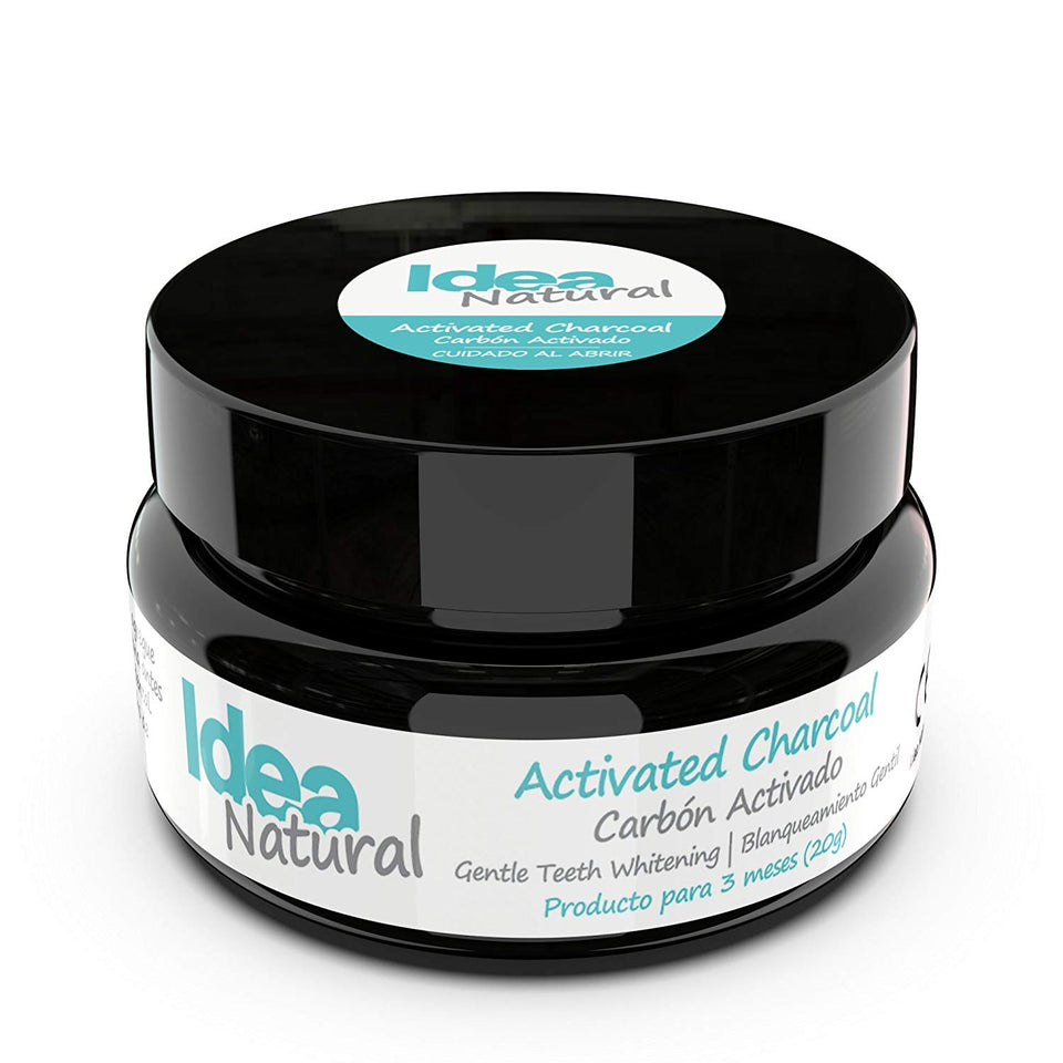 Blanqueador Dental Carbón Activado - IDEA NATURAL - 100% NATURAL - No OGM, Mejor que las tiras, Pasta de Dientes. Elimina las manchas y la placa (20g)