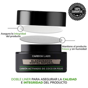 Blanqueador Dental de Carbon Activado de Coco en Polvo -100% Natural - Con Aceite Esencial de Coco, Naranja y Menta - No Causa Sensibilidad - Absorbe las Bacterias y Toxinas de la Boca -25 gramos