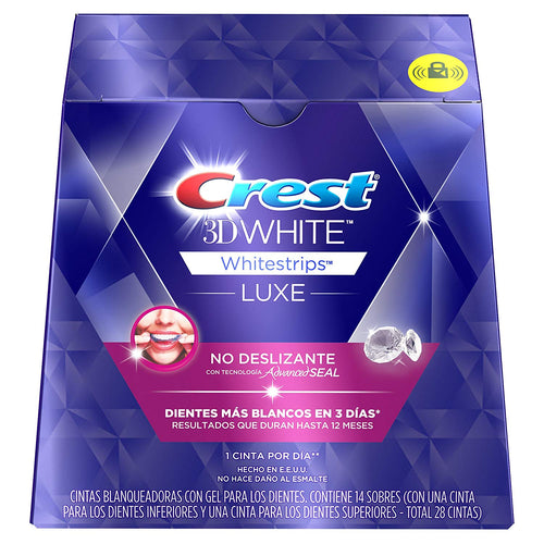 Crest 3D White luxe Whitestrips Tiras Blanqueadoras Dentales con Gel, 28 unidades