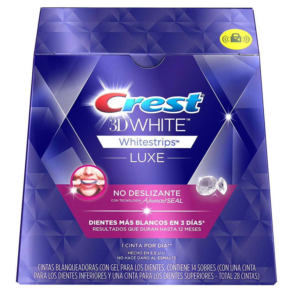 Crest 3D White luxe Whitestrips Tiras Blanqueadoras Dentales con Gel, 28 unidades