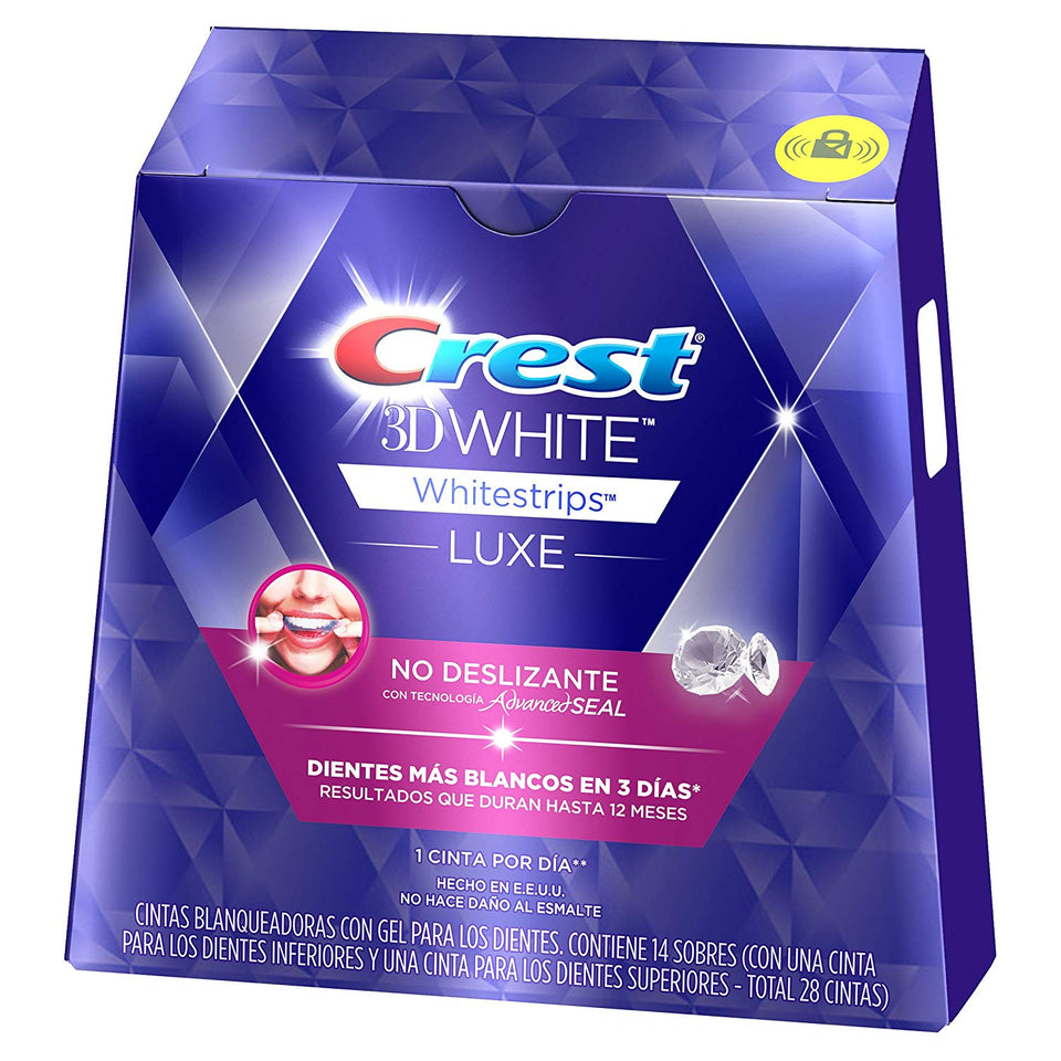 Crest 3D White luxe Whitestrips Tiras Blanqueadoras Dentales con Gel, 28 unidades